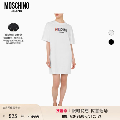 Moschino Jeans  女士徽标字母连衣裙圆领T恤裙