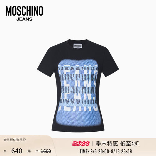 【季末特惠】Moschino Jeans 26早春 女士圆领印花玩趣风格T恤