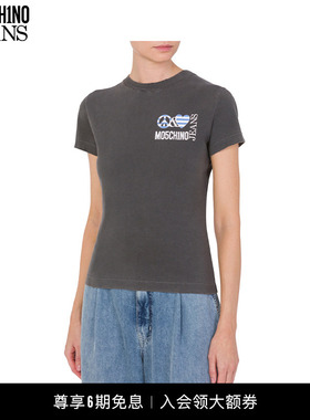 【礼物】M05CH1N0 JEANS 25春夏 爱与和平图案印花修身T恤