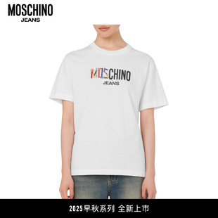 上衣 Moschino Jeans 25早秋 女士logo印花棉质T恤圆领短袖