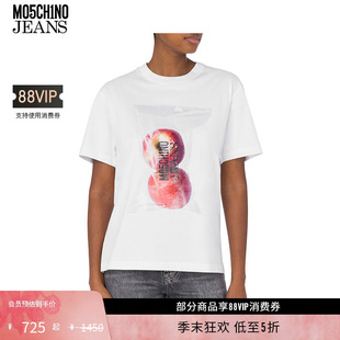 礼物低至5折 女士苹果印花短袖 M05CH1N0 25早春 T恤 JEANS