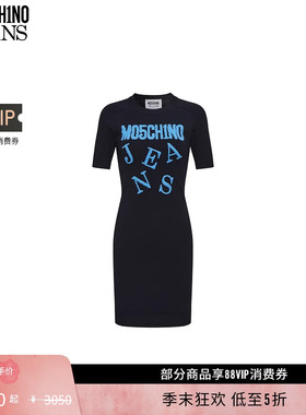 【礼物低至5折】M05CH1N0 JEANS 女士提花修身短袖包臀针织连衣裙