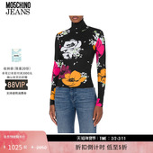 特享倒计时 M05CH1N0 JEANS 女士印花时尚 紧身高领上衣