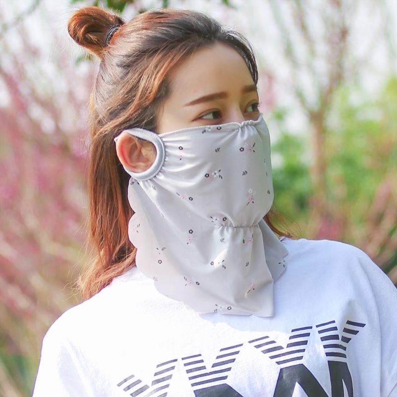 冰丝防晒口罩夏薄款女防紫外线护颈透气骑车遮阳时尚女神全脸围脖