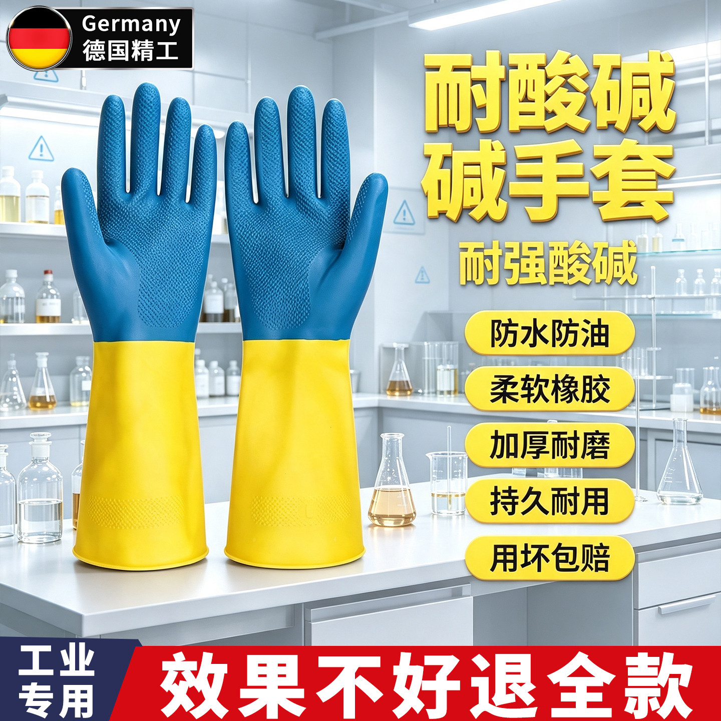耐酸碱手套防酸加长加厚化工劳保