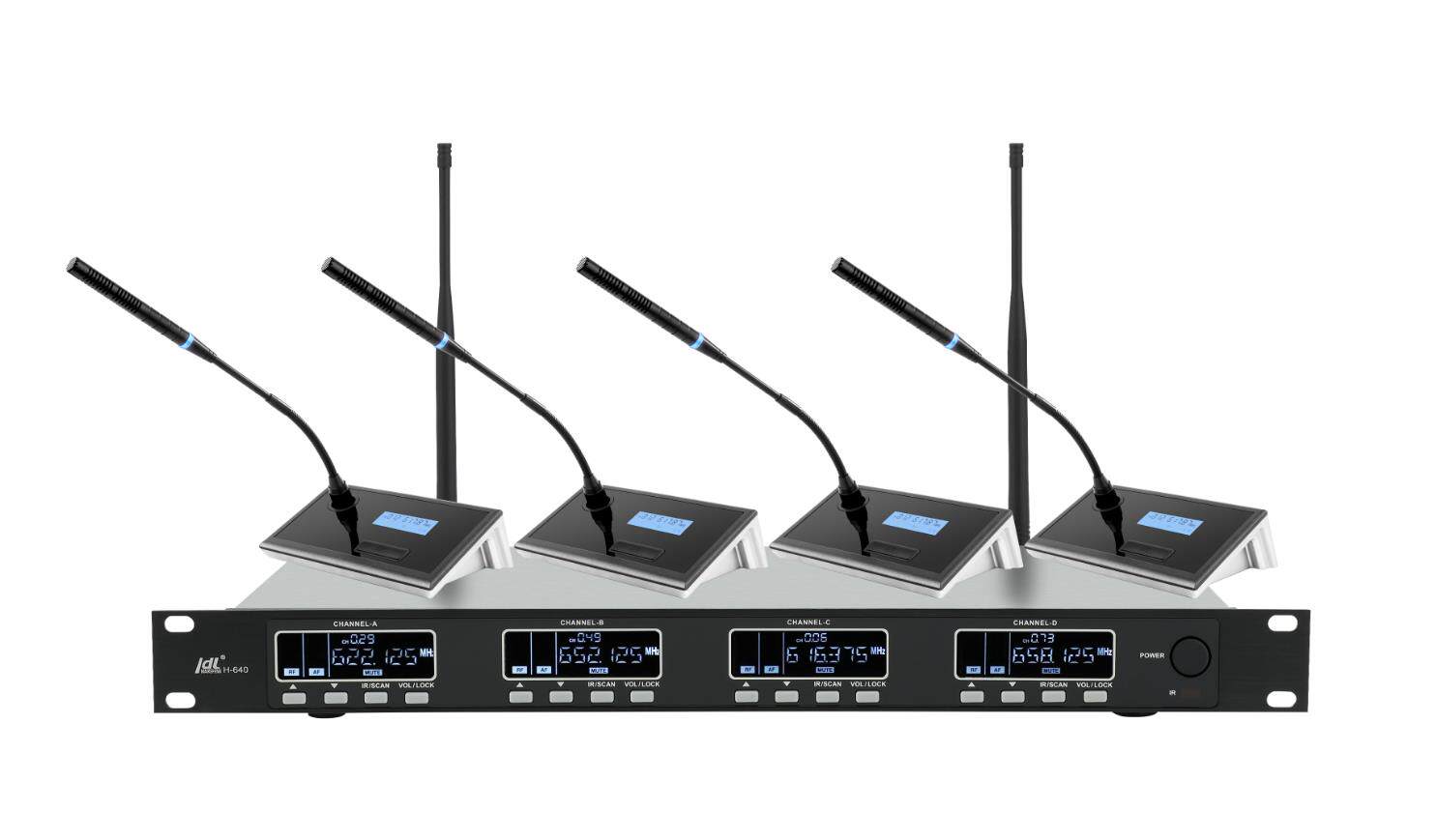 无线话筒 一拖四U段鹅颈台式1拖4桌面演讲调频专业会议话筒麦克风