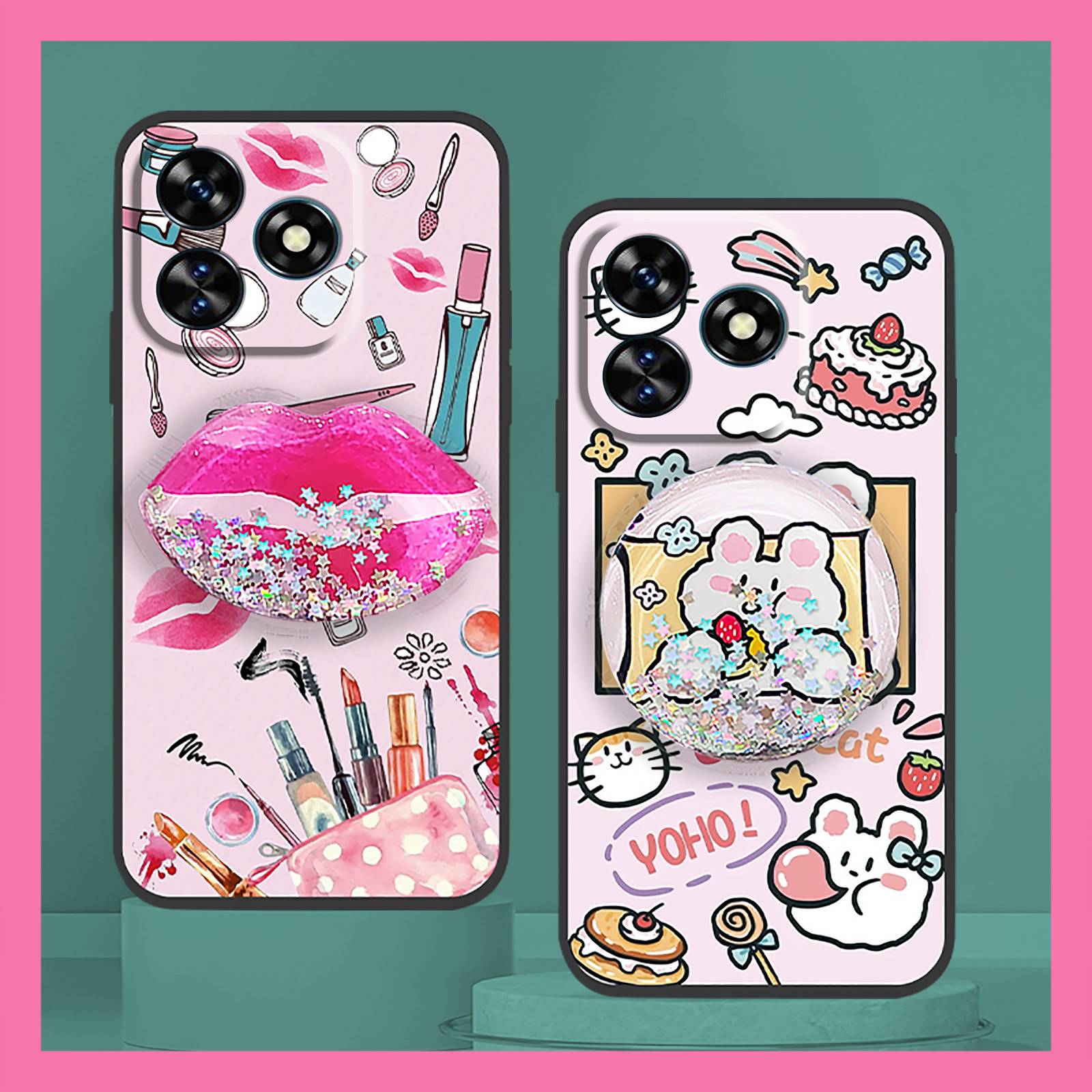 适用欧奇C51/Oukitel C51手机壳奢华简约质感支架情侣流沙卡通