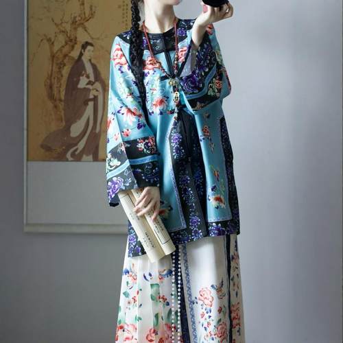 拾忆清汉女重工印花马面清朝秋款