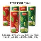 6罐 临期意文果味气泡水西柚青柠百香果250ml椰子水含量50% 24罐