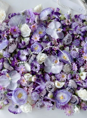 紫色系仿真花朵混搭diy手工材料包花头手作簪花头饰花环发簪装饰