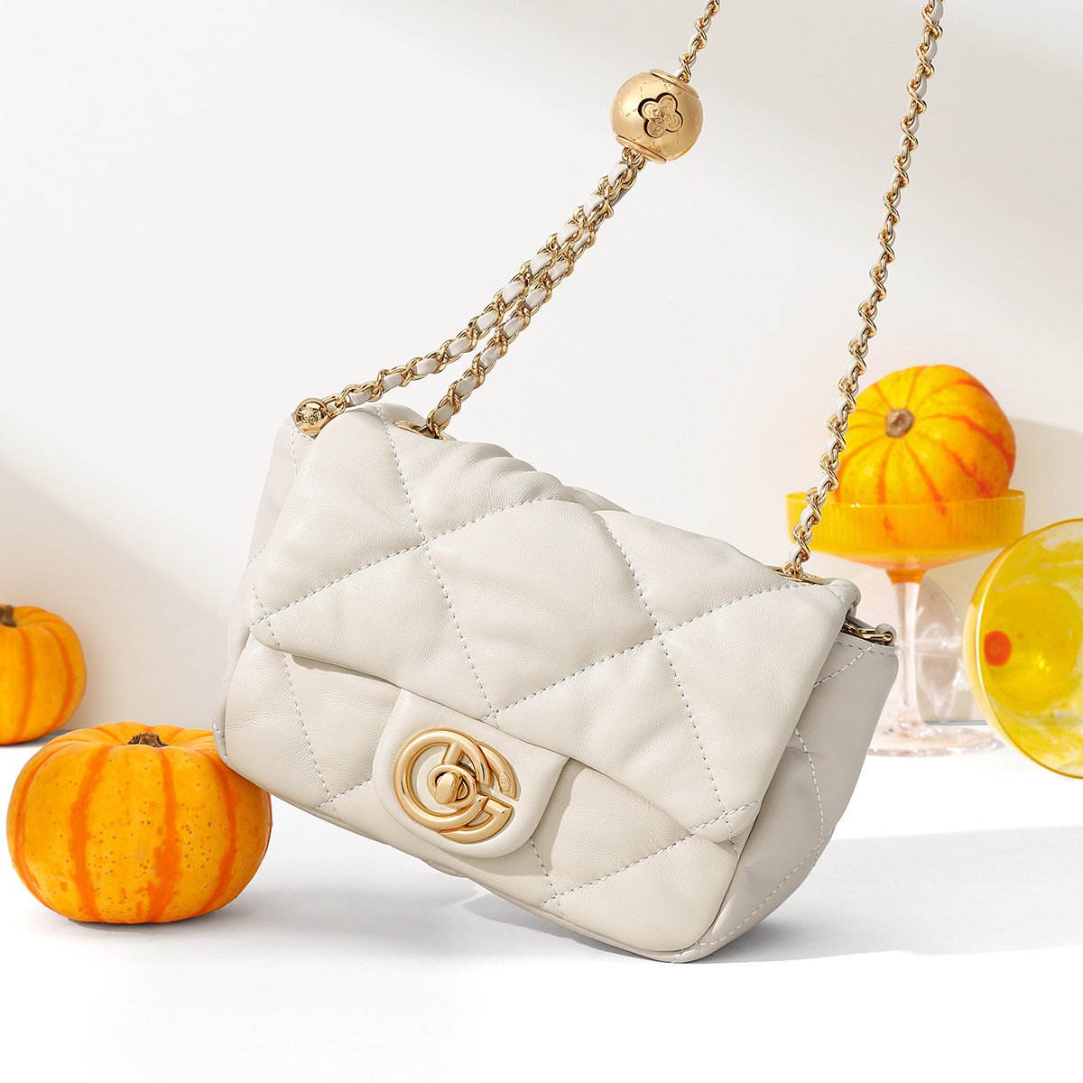 金利来时尚女包单肩链条小包女士轻奢羊皮斜挎包通勤百搭小方包潮