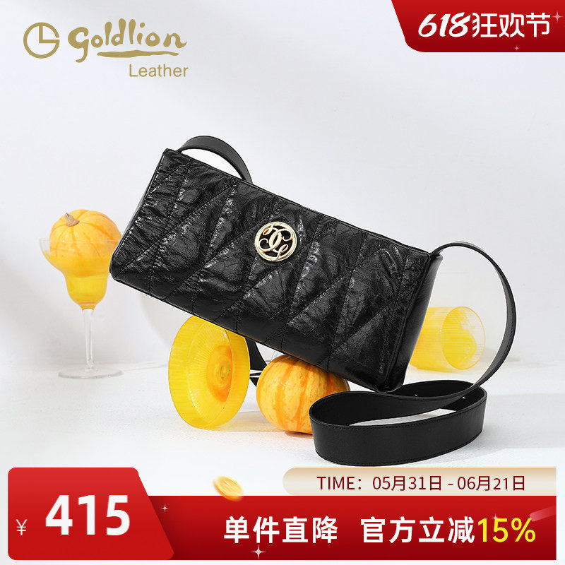 金利来时尚真皮枕头包女2026新款小众设计圆筒包高级感单肩斜挎包