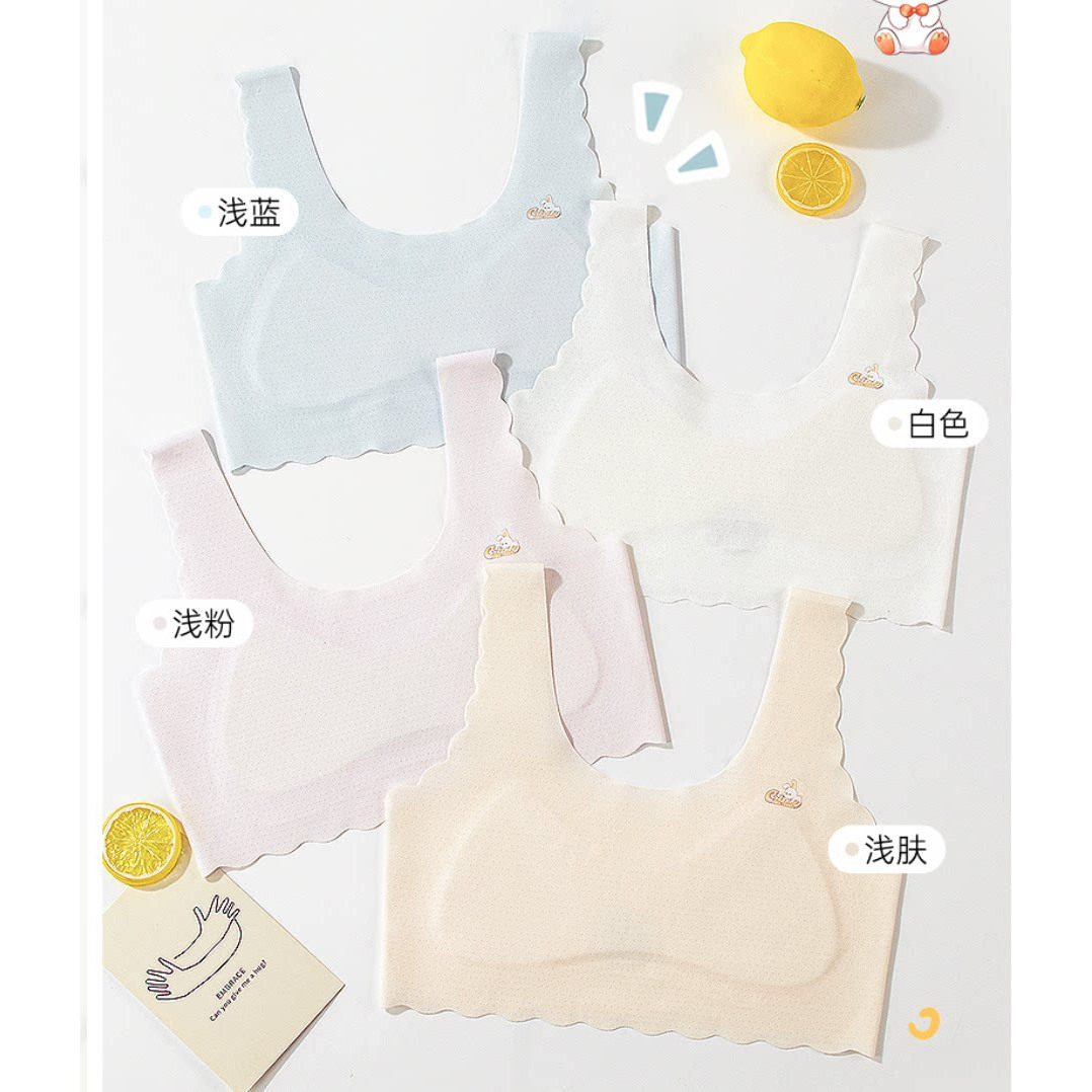 一阶段小女孩10A抑菌天然乳胶棉薄垫内衣宽肩带3810