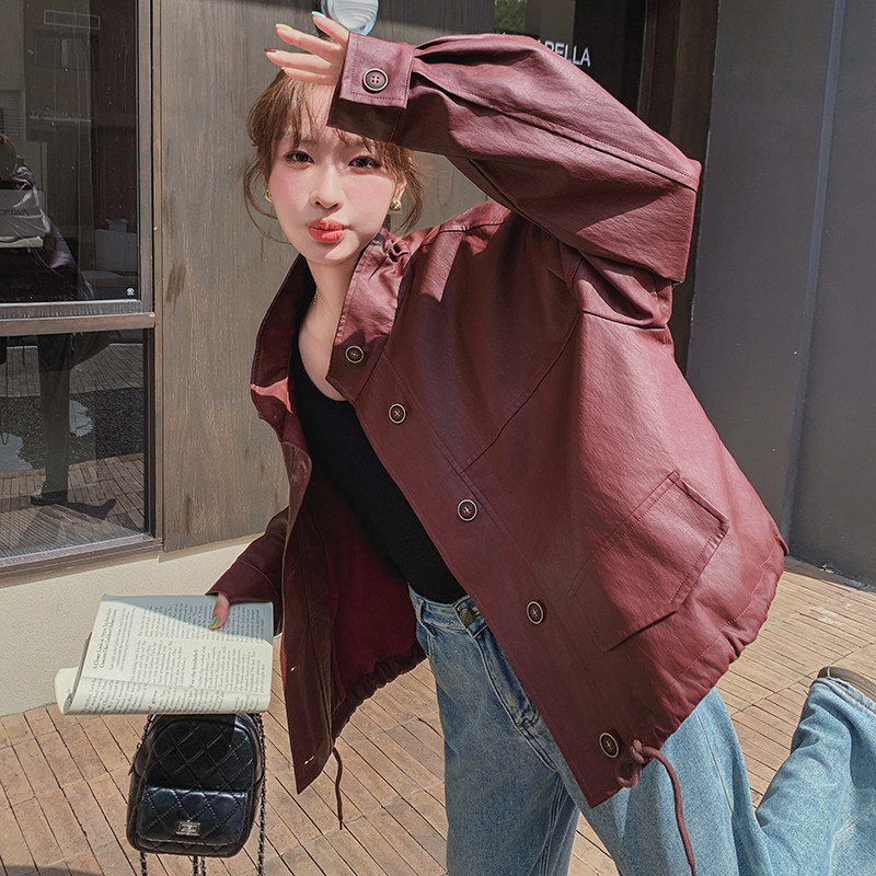 【新款】安克拉红短款皮衣2C293-Q787-P150-K218,女装皮衣,2C293