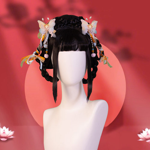 魏晋风女童汉服假发一体式全套