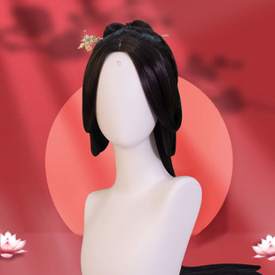 战国袍汉服假发一体式全套头饰古风发髻造型发饰古装造型假毛整顶