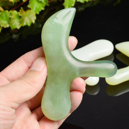 天然玉石按摩棒 三角 三叉 足部按摩棒 玉石点穴笔 点穴帮 送父母