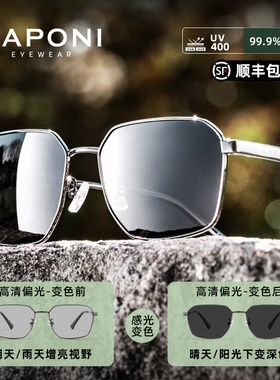 佳伯利偏光变色太阳镜男近视墨镜