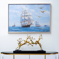 圣朗伦一帆风顺装饰画新中式客厅沙发背景墙挂画创意瓷板画