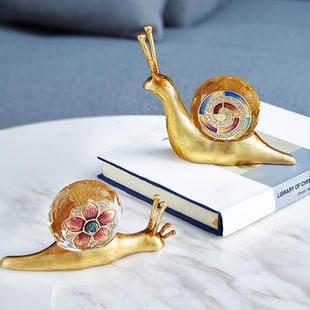圣朗伦 蜗牛摆件珐琅彩工艺家居饰品博古架乔迁礼物 平安如意