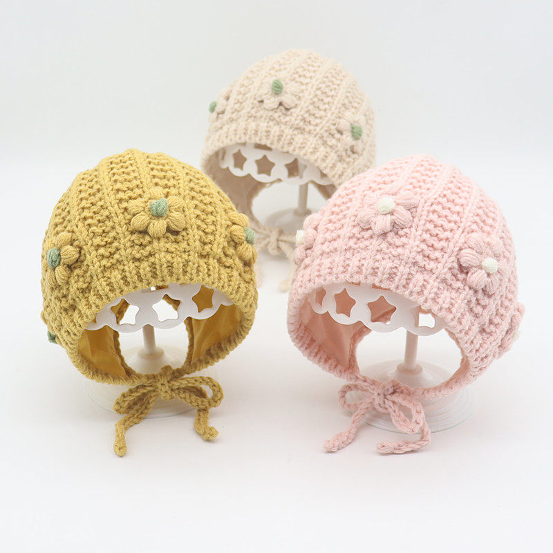 女宝宝帽子秋冬季韩版手工公主风婴儿针织帽冬天护耳小女孩毛线帽,童装/婴儿装/亲子装,帽子,淘宝优惠券,粉丝福利购,淘宝优惠卷