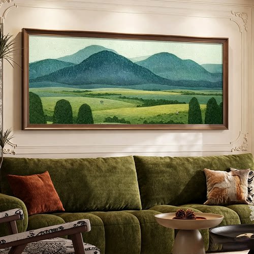 中古风靠山图客厅装饰画高级挂画