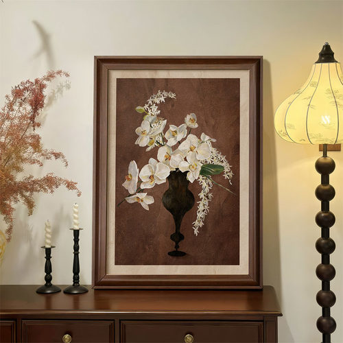 中古风花卉装饰画高级感小众挂画