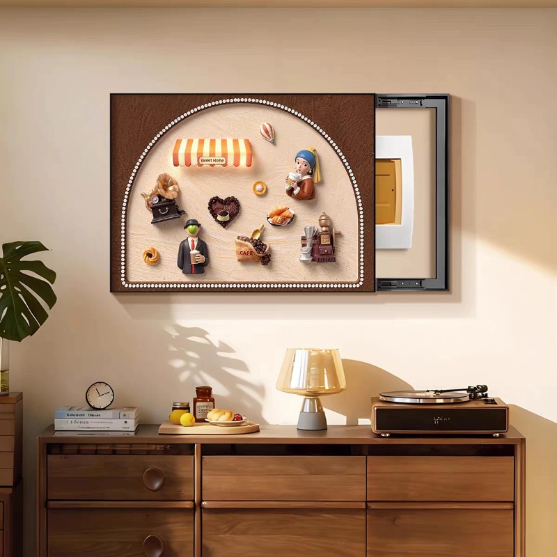 中古风电表箱装饰画电箱遮挡挂画图片