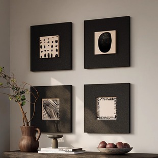 新款法式中古风玄关客厅装饰画黑白高级感沙发墙挂画意式餐厅壁画