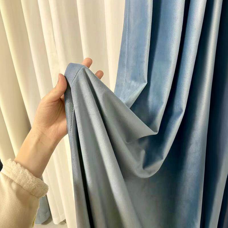简约窗帘天鹅绒外贸成品图片