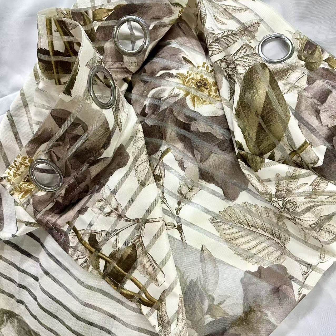 外贸成品窗纱半透新中式印花窗纱网纱卧室书房装饰窗帘,居家布艺,成品窗帘,淘宝优惠券,粉丝福利购,淘宝优惠卷