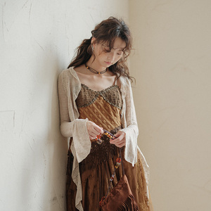 短短假日波西米亚开衫不规则设计海边度假针织防晒衣女外搭薄外套