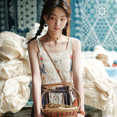 镂空刺绣绣花波西米亚吊带