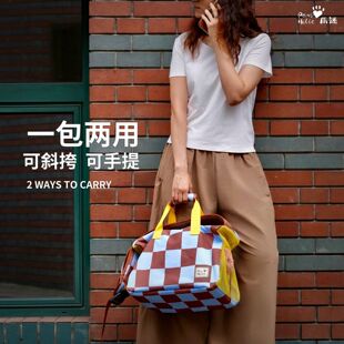 PawsHolic爪迷斜跨手提宠物背包网格单肩包透气百搭宠物出行猫包
