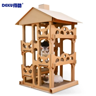 Big30瓦楞纸猫屋四层猫别墅diy猫爬架猫抓板猫窝猫玩具送猫草