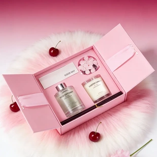 ins粉色香薰蜡烛礼盒家用樱花石膏挂件香氛520高级感精油套装 跨境
