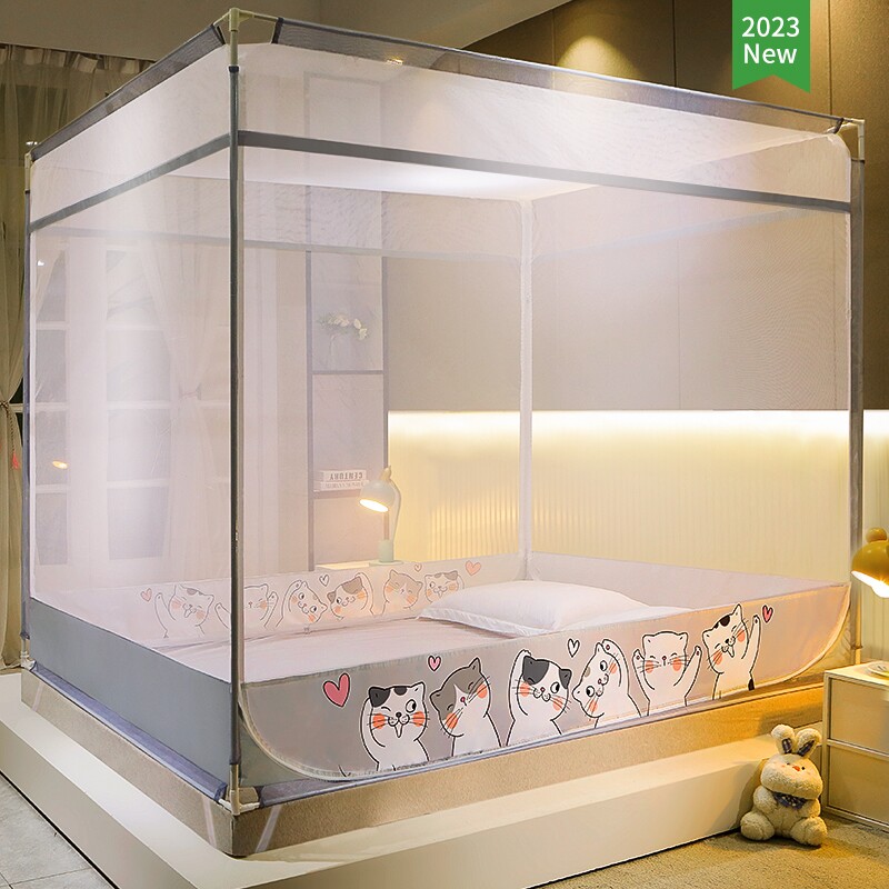 蚊帐家用卧室2022新款高端儿童防摔全底婴儿蒙古包支架加粗加厚