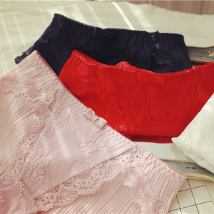 清仓回馈 日系清新螺纹棉低腰纯棉大码内裤女可爱性感蕾丝三角裤