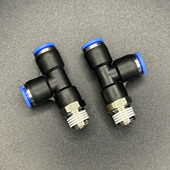 螺纹侧三通 PST 04铜镀镍气动快插接头