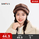 三福简约毛边八角帽 850303 淑女文艺冬日氛围感服饰配件帽子