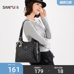 853590 三福包包HelloKitty单肩包凯蒂猫波点可爱托特包2026新款