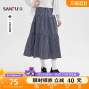508840 梨型身材遮胯宽松a字格子长裙女装 三福半身裙2025新款 秋季