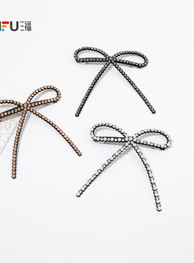 三福摩登亮闪蝴蝶结马尾夹单个 优雅淑女发饰配饰发夹847036