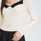 Демисезонное платье, модный приталенный корсет, лонгслив, юбка, французский стиль, квадратный вырез