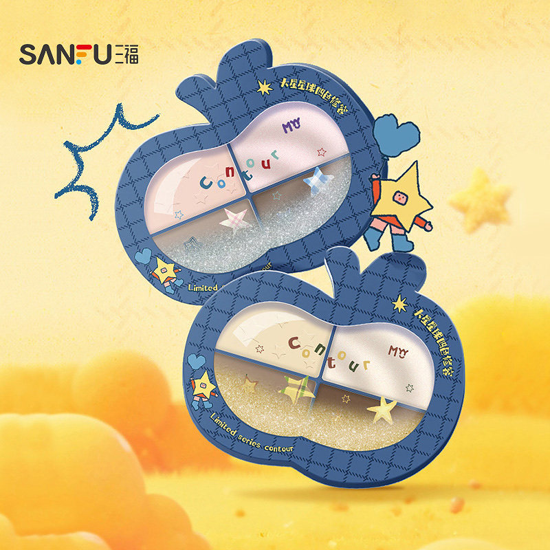 三福sanfu myy大星星球四色彩妆修容盘 514086