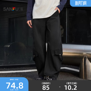 新款 街头宽松大直筒长裤 男士 弯刀休闲裤 506278 工装 三福2026春季