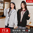 外套宽松慵懒风灰色上衣女装 三福卫衣开衫 连帽情侣款 秋季 2025新款