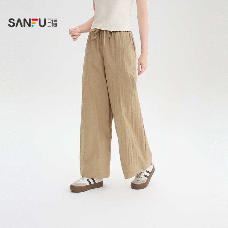 三福休闲裤2026夏季都市绑带腰束脚花苞气球裤长裤女装518102,女装/女士精品,休闲裤,淘宝优惠券,粉丝福利购,淘宝优惠卷