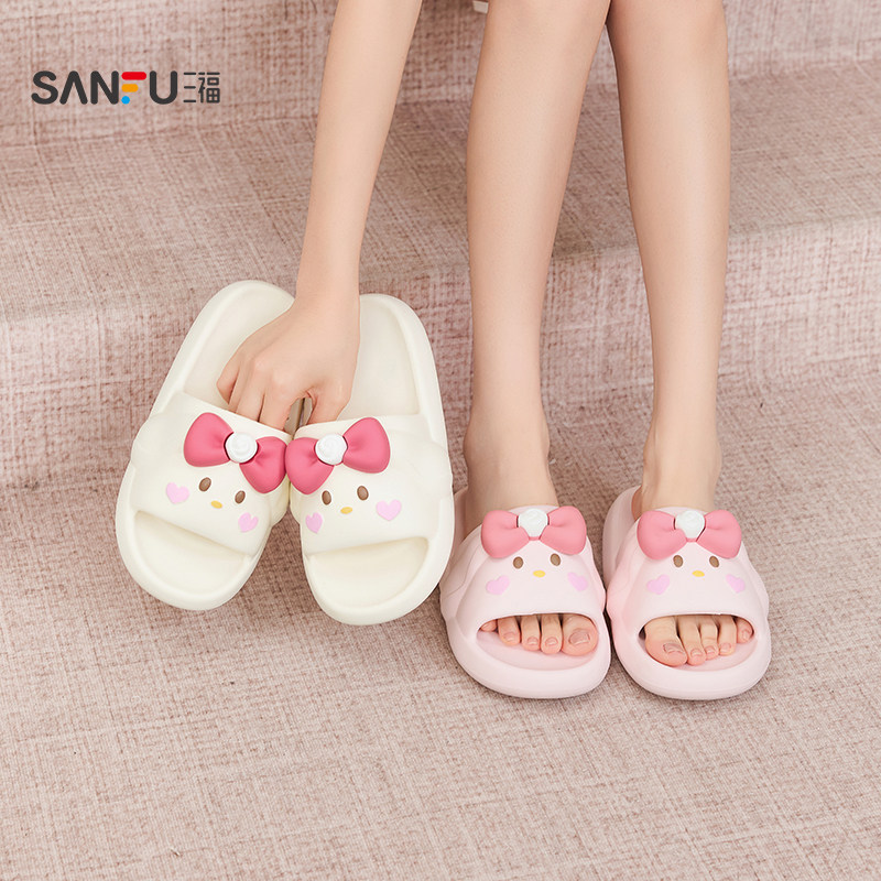 三福拖鞋女款室内家居可爱EVA厚底防滑踩屎感外穿凉拖夏2026新款