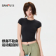 瑜伽上衣 短袖 轻运动弹力上衣855270 圆领紧致修身 三福女春季